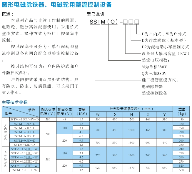 圓形電磁除鐵、電磁輪用整流控制設(shè)備